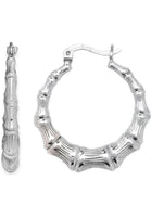 Big Size Bamboo Hoop Earrings Silver