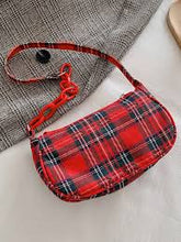 Plaid Pattern Baguette Bag